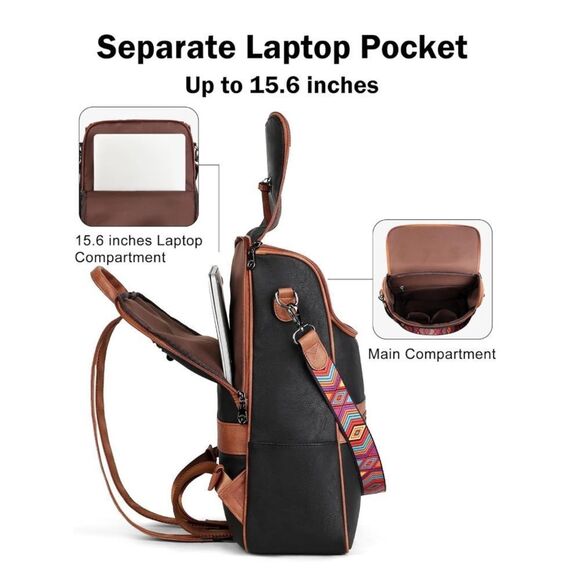 Leather Travel Backpack Bag - Picture 2 of 7